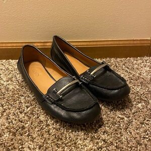 black leather chaps loafers